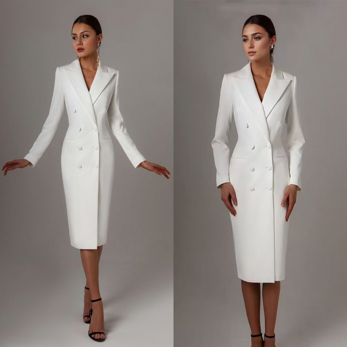 Women Formal Wear M&S - Jaket panjang kancing dua baris putih