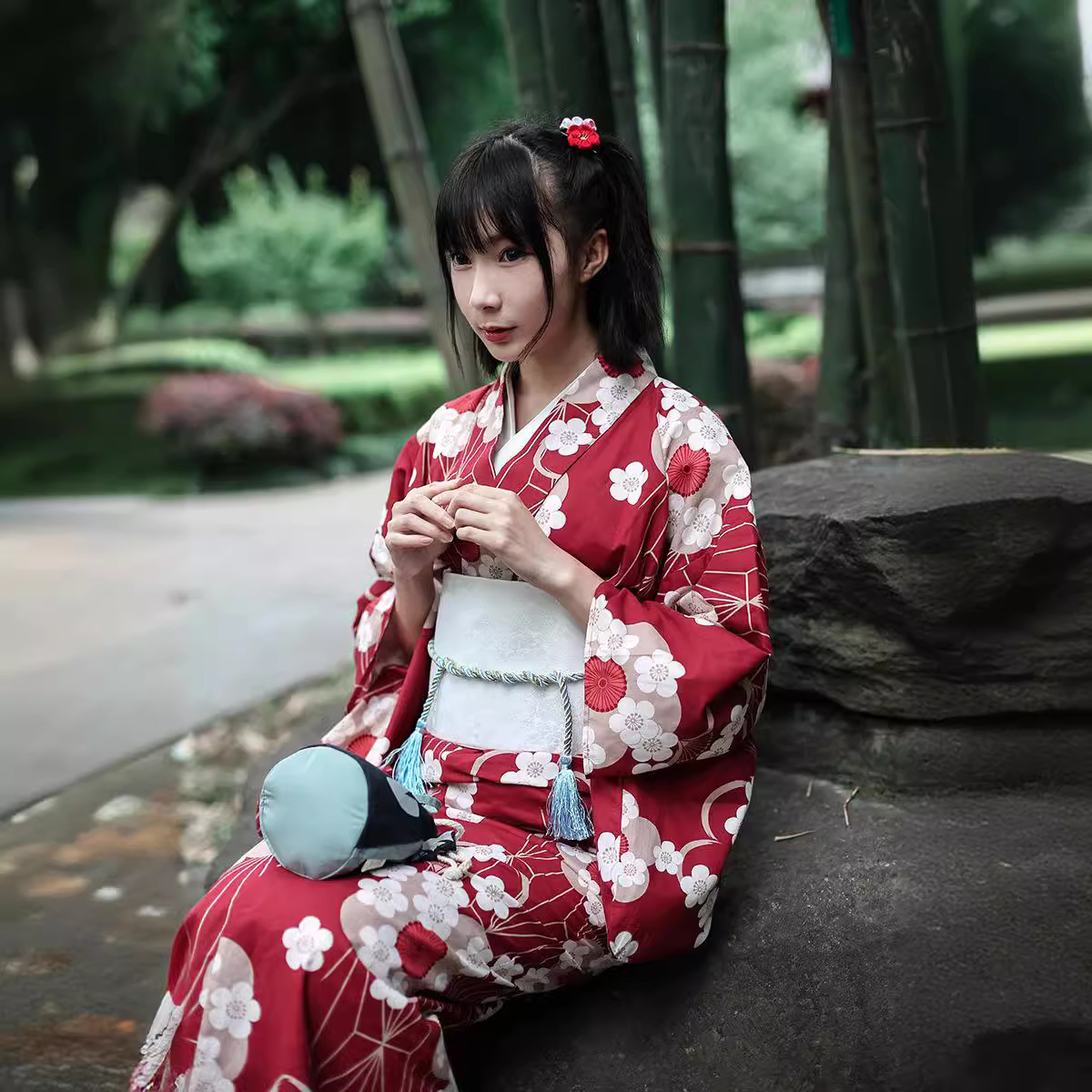 Women'S Formal Traditional Wear - Kimono Yukata Jepang Merah Wanita Model