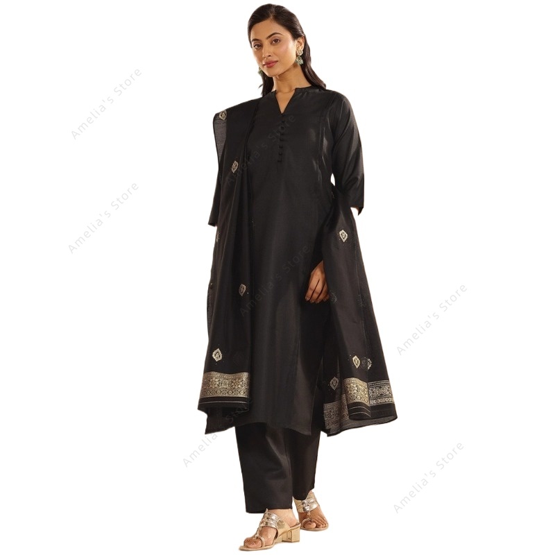 Women'S Formal Traditional Wear - Setelan 3-Pcs Kurta, Celana, dan Dupatta