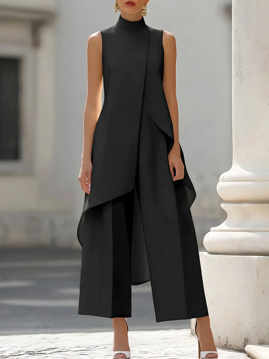 Women'S Formal Wear With Pants - Jumpsuit tanpa lengan dengan kerah tinggi,