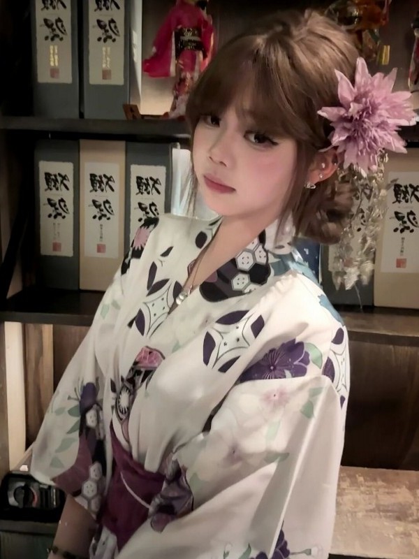 Women'S Formal Traditional Wear - Kimono Mandi Tradisional Warna Ungu untuk