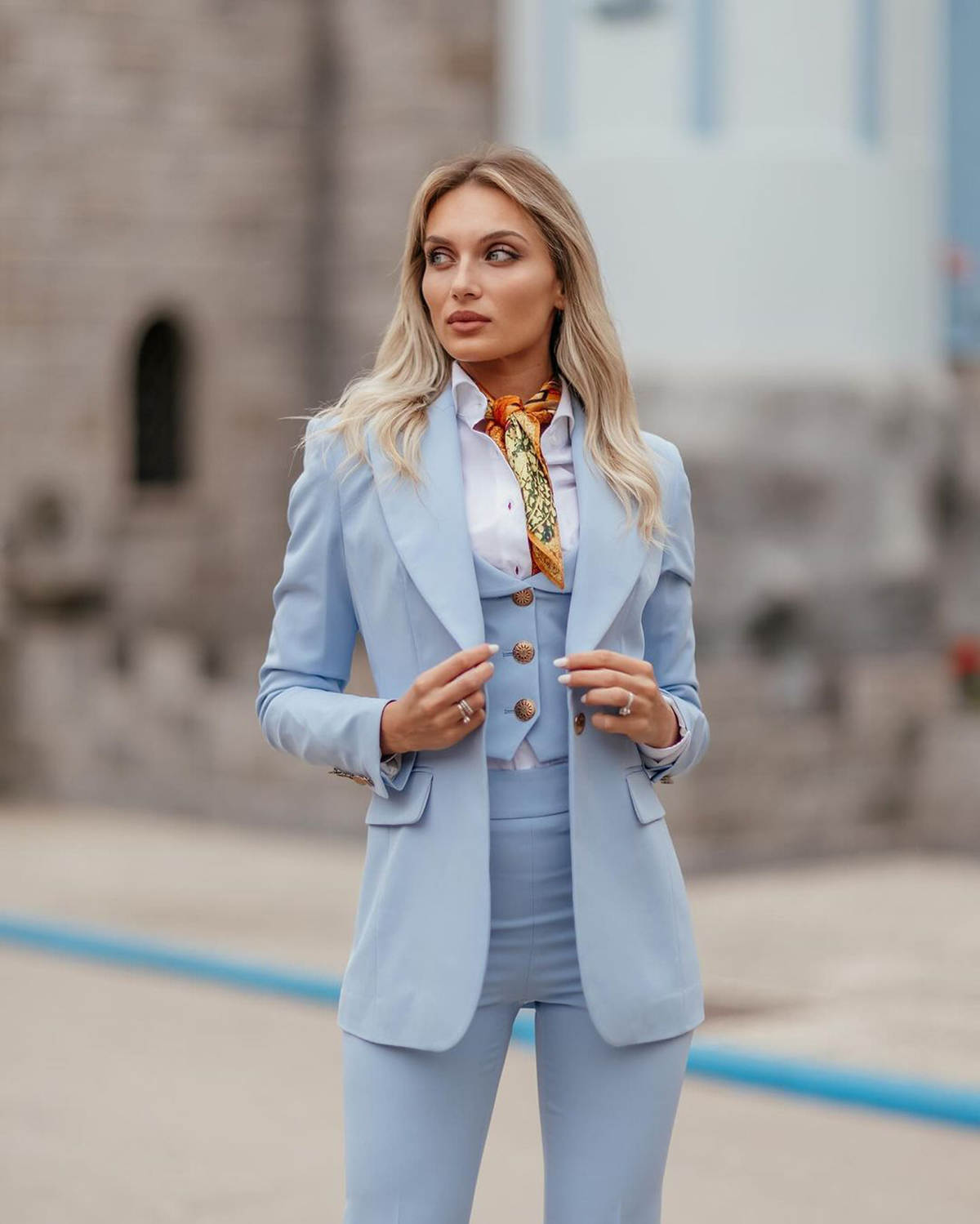 Setelan Formal Wanita Biru Lan - Women Formal Wear Tailor ulasan dan harga