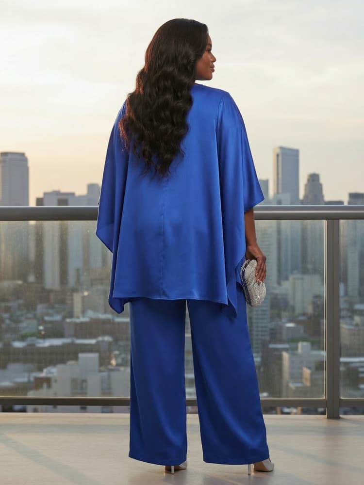 Atasan Lengan Cape Leher Bulat - Women'S Formal Wear Suits ulasan dan harga