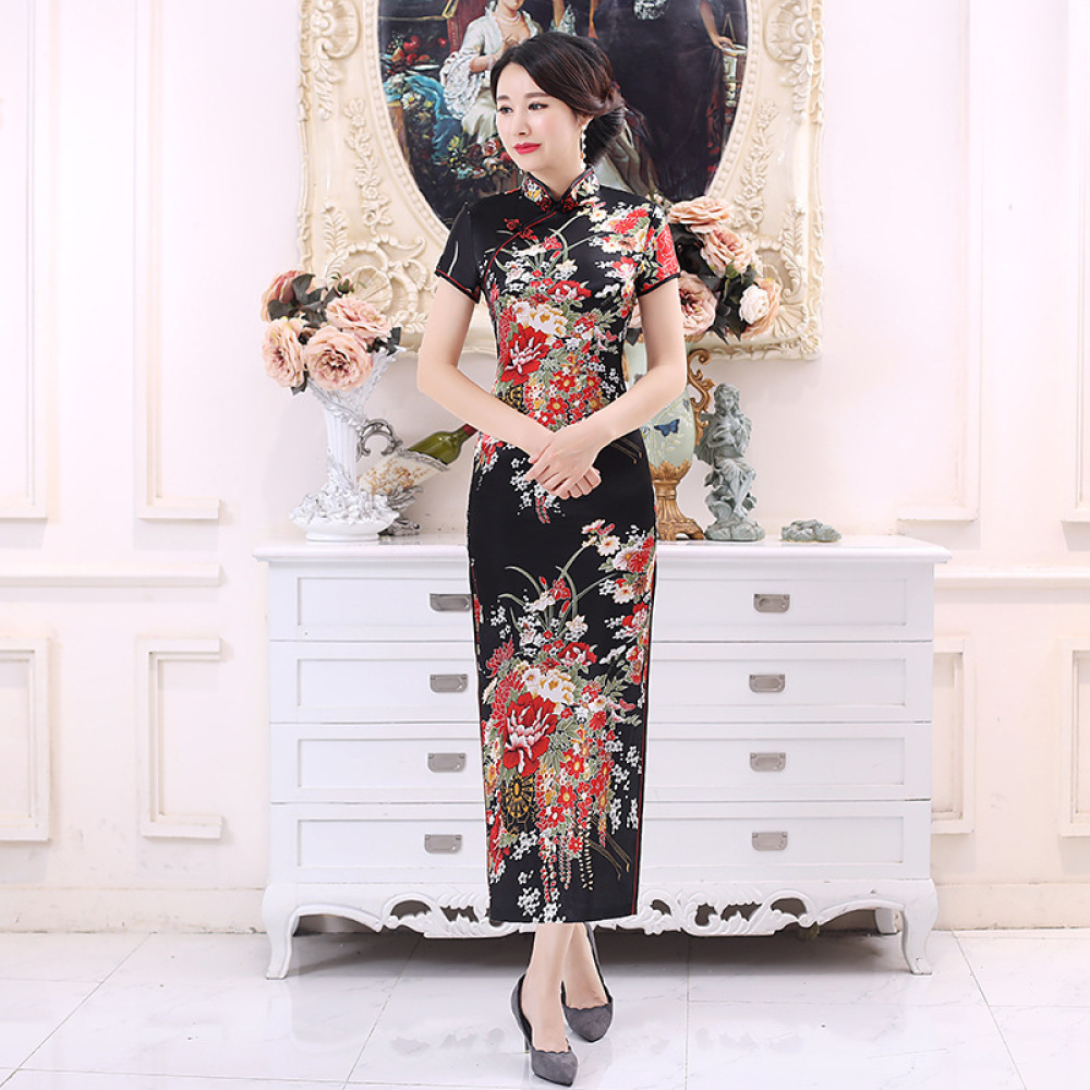 Gaun Panjang Cheongsam Satin K - Women'S Formal Traditional Wear ulasan dan harga